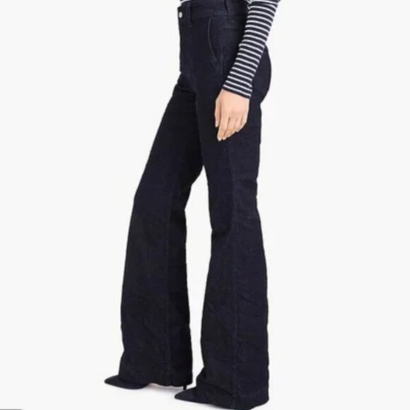 Share J Crew Wide Leg Trouser Jean Womens 30 TALL Blue High Rise Indigo Stretch - Picture 5 of 10